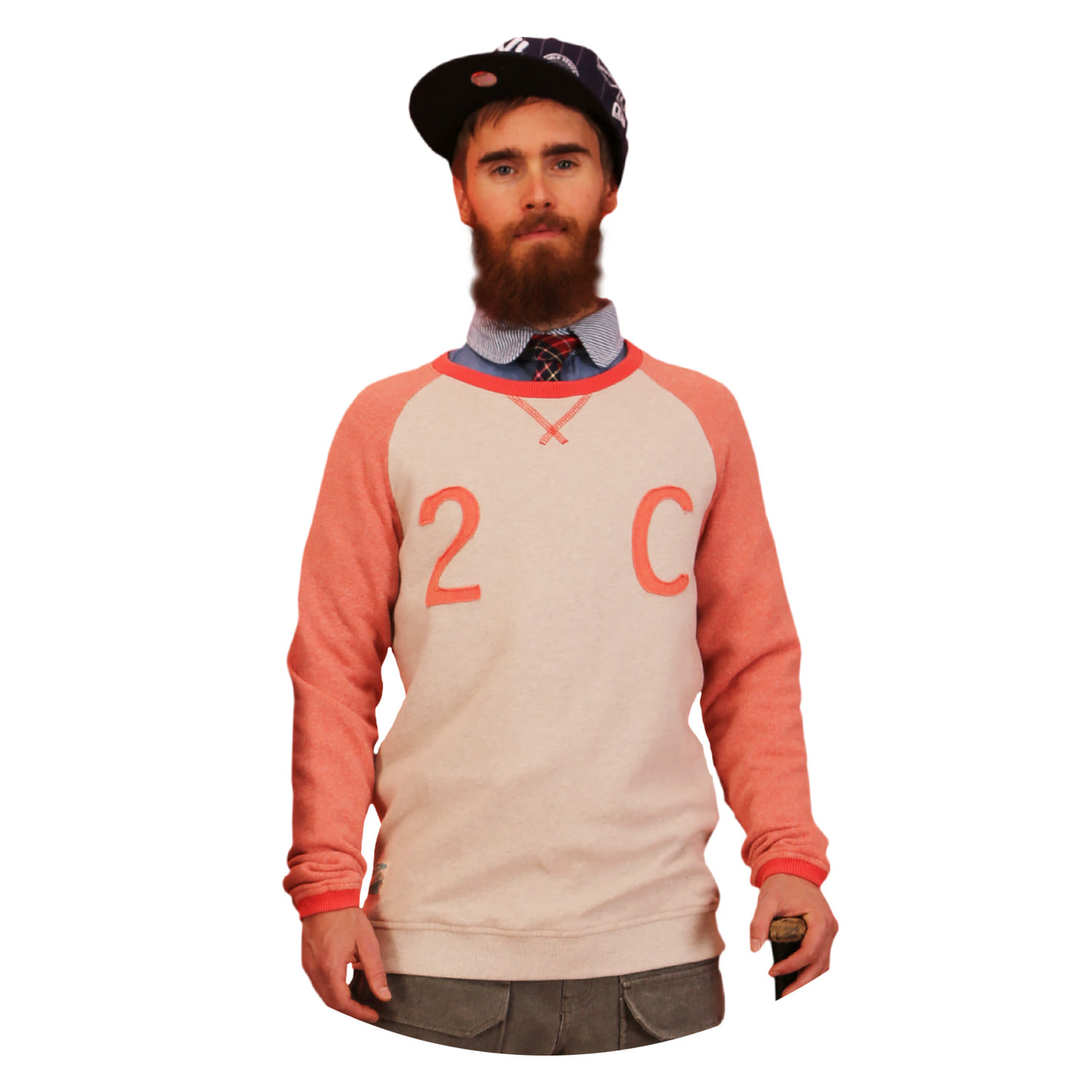 세컨드코너 2C 크루넥 티셔츠 . 봄-가을 . 감각 아트웍 . 커플 맨투맨 티 2.C Lumpy - Orange