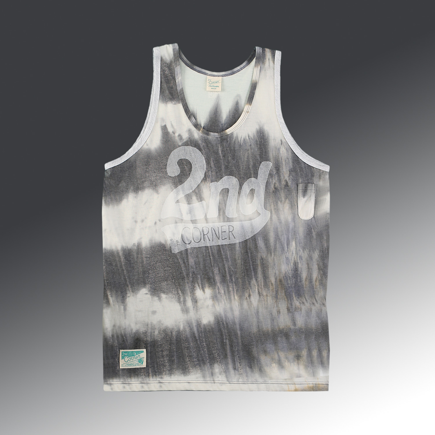세컨드코너 2C 남성 민소매 티셔츠 / 그래픽 티셔츠 / 라운드넥 나시티 / 물나염 티셔츠 Abend - Multi Grey