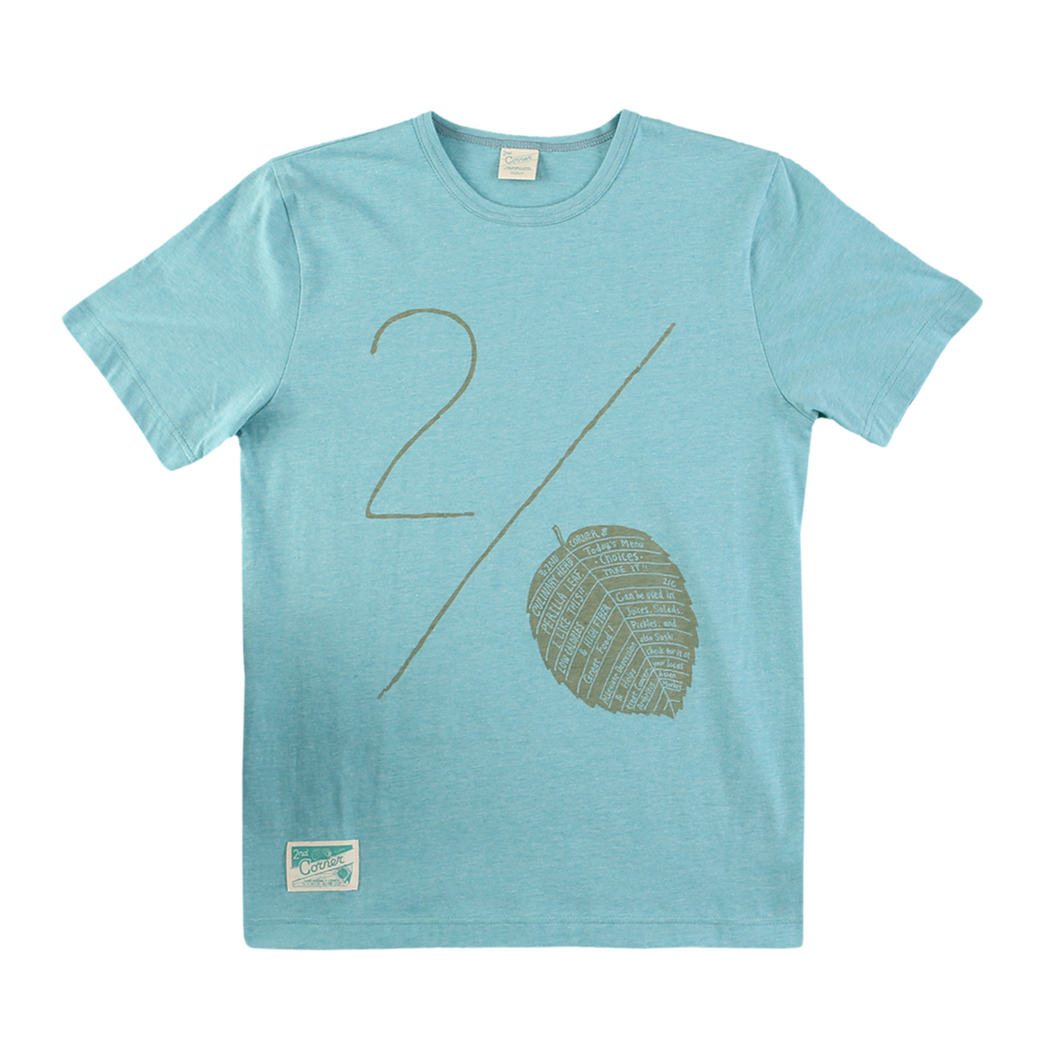 세컨드코너 2C 남성 반팔 티셔츠 / 그래픽 티셔츠 / 라운드넥 반팔티 Blume - Mint