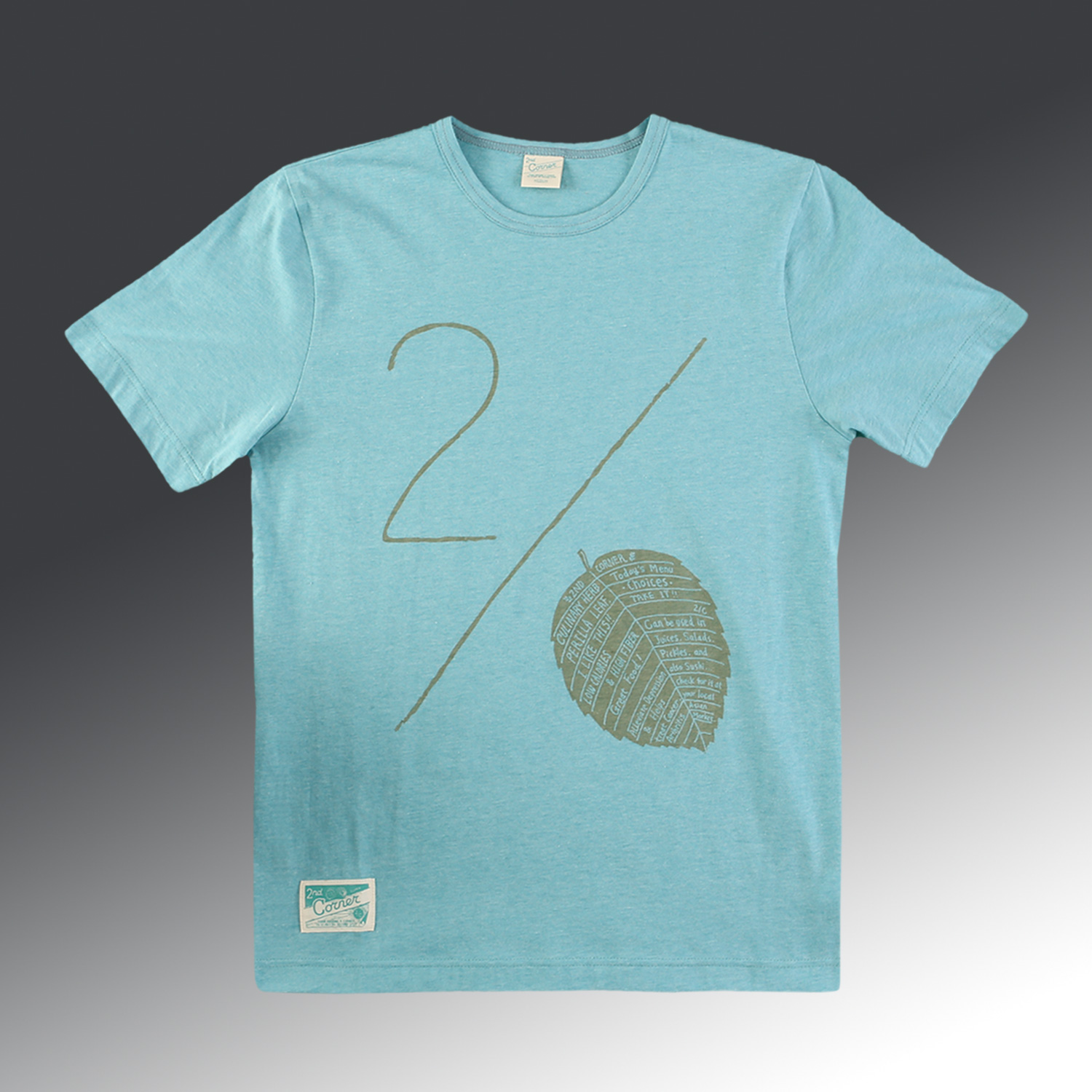 세컨드코너 2C 남성 반팔 티셔츠 / 그래픽 티셔츠 / 라운드넥 반팔티 Blume - Mint
