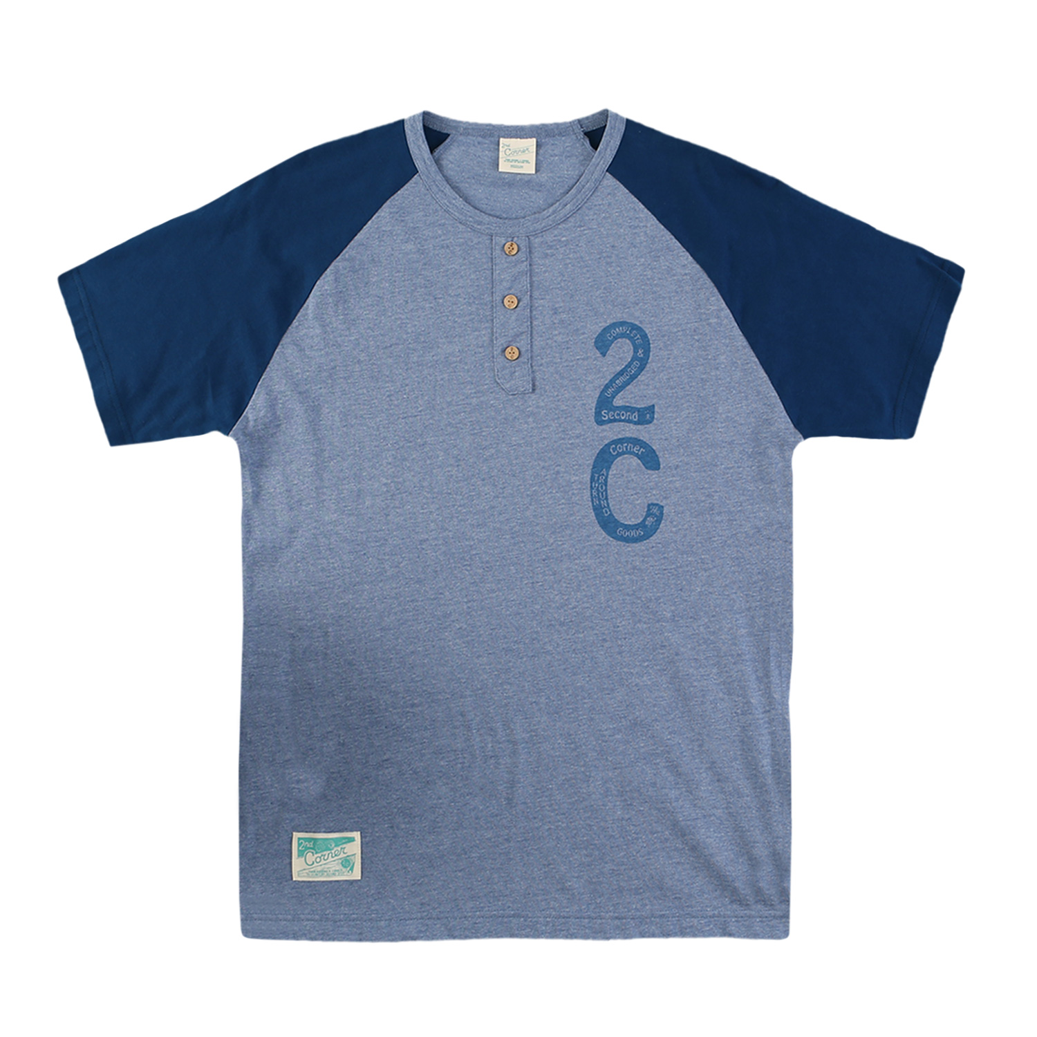 세컨드코너 2C 남성 반팔 티셔츠 / 그래픽 티셔츠 / 라운드넥 반팔티 Cardiff - Navy