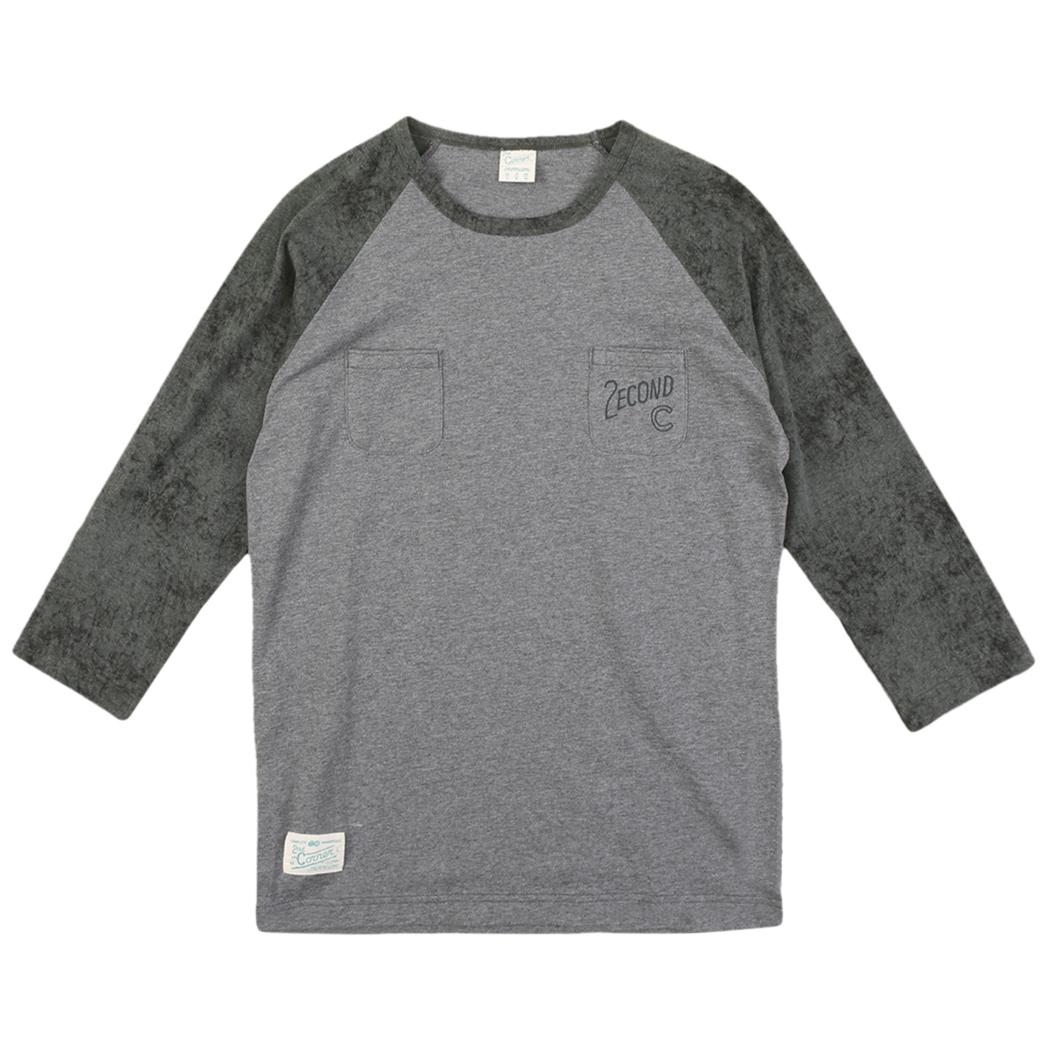세컨드코너 2C 남성 7부 티셔츠 / 그래픽 티셔츠 / 봄-여름-가을 / 라운드넥 카프리 티셔츠 / 물나염 티셔츠 Cosmo - W.Khaki