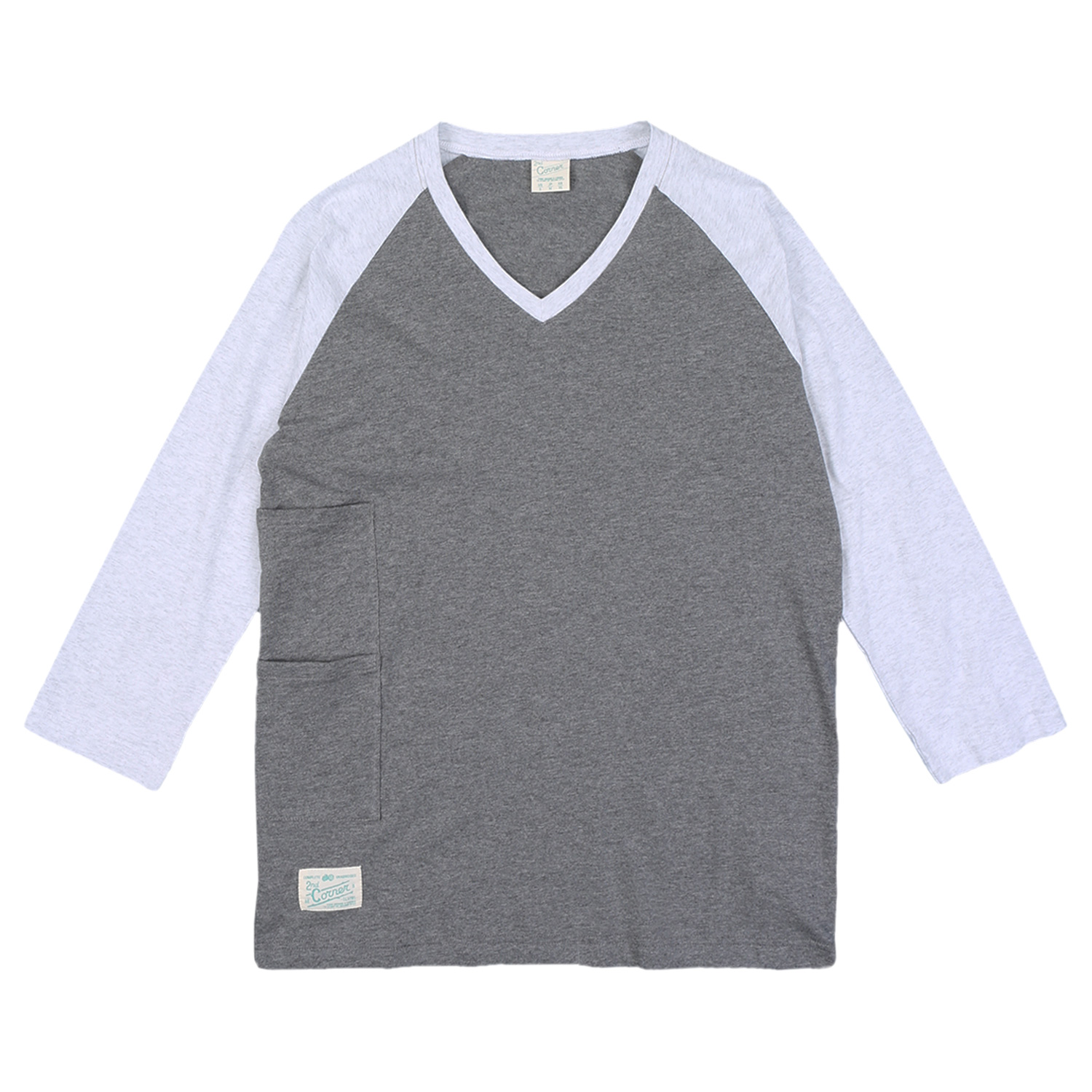세컨드코너 2C 남성 7부 티셔츠 / 그래픽 티셔츠 / 봄-여름-가을 / 브이넥 카프리 티셔츠 Halls - M.Grey