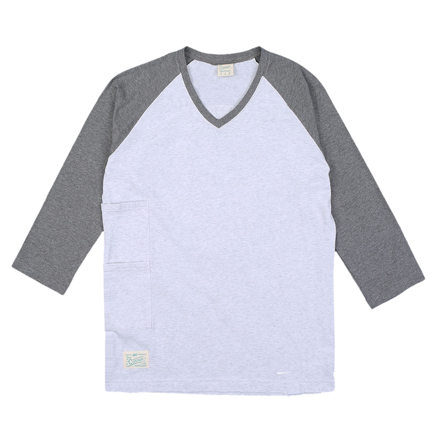 세컨드코너 2C 남성 7부 티셔츠 / 그래픽 티셔츠 / 봄-여름-가을 / 브이넥 카프리 티셔츠 Halls - M.White