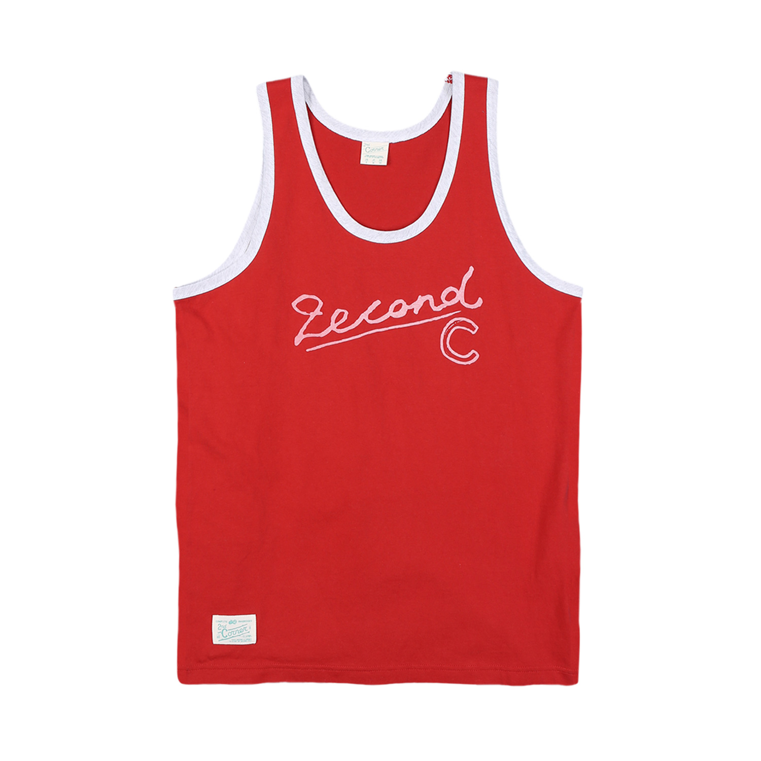 세컨드코너 2C 남성 민소매 티셔츠 / 그래픽 티셔츠 / 라운드넥 나시티 Kellogg - Coral