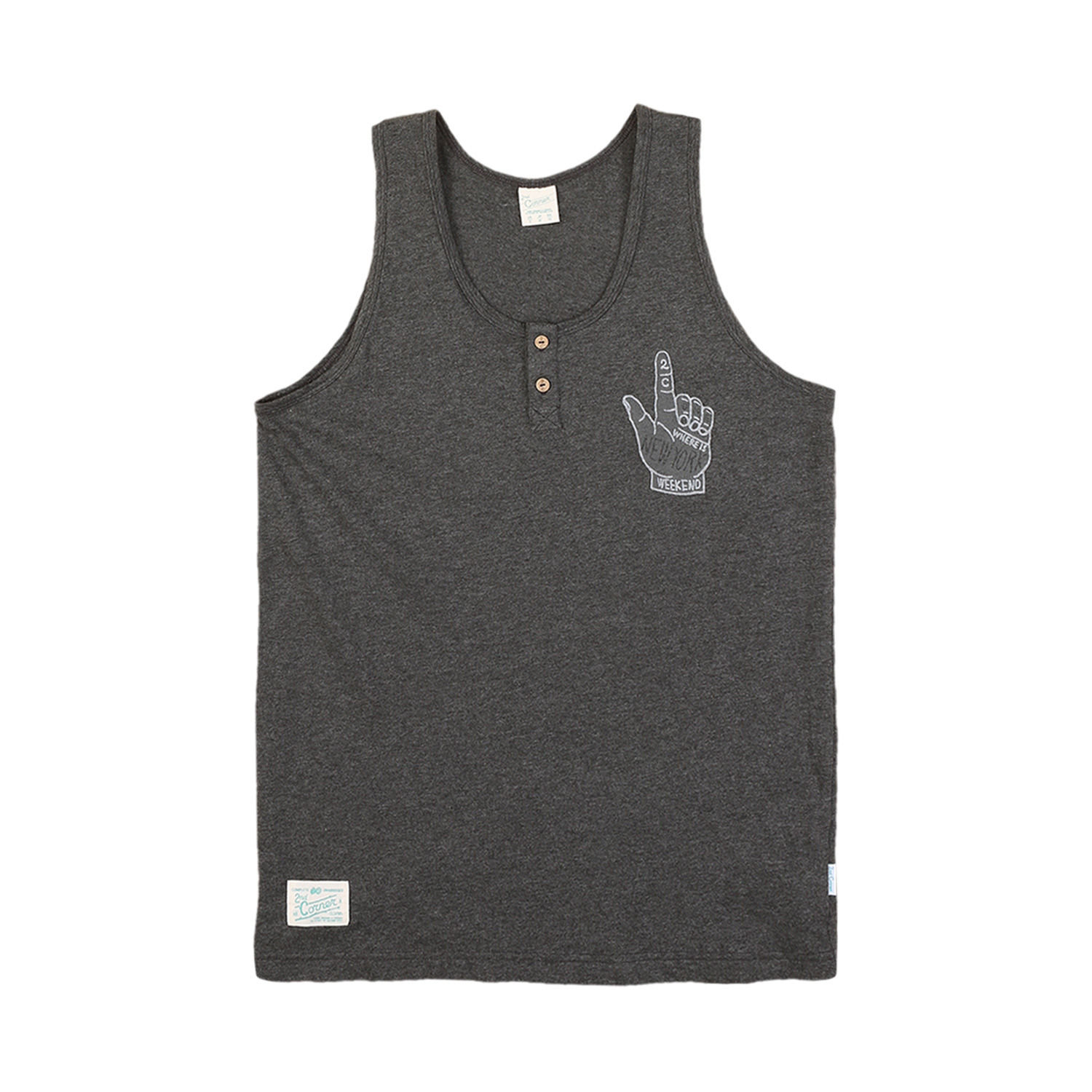 세컨드코너 2C 남성 민소매 티셔츠 / 그래픽 티셔츠 / 라운드넥 나시티 Lookey - D.Grey