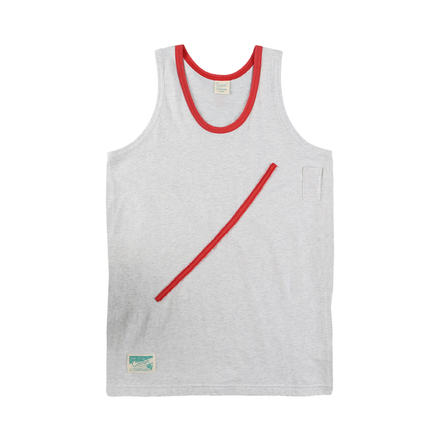 세컨드코너 2C 남성 민소매 티셔츠 / 그래픽 티셔츠 / 라운드넥 나시티 Morgen - M.White/Cherry