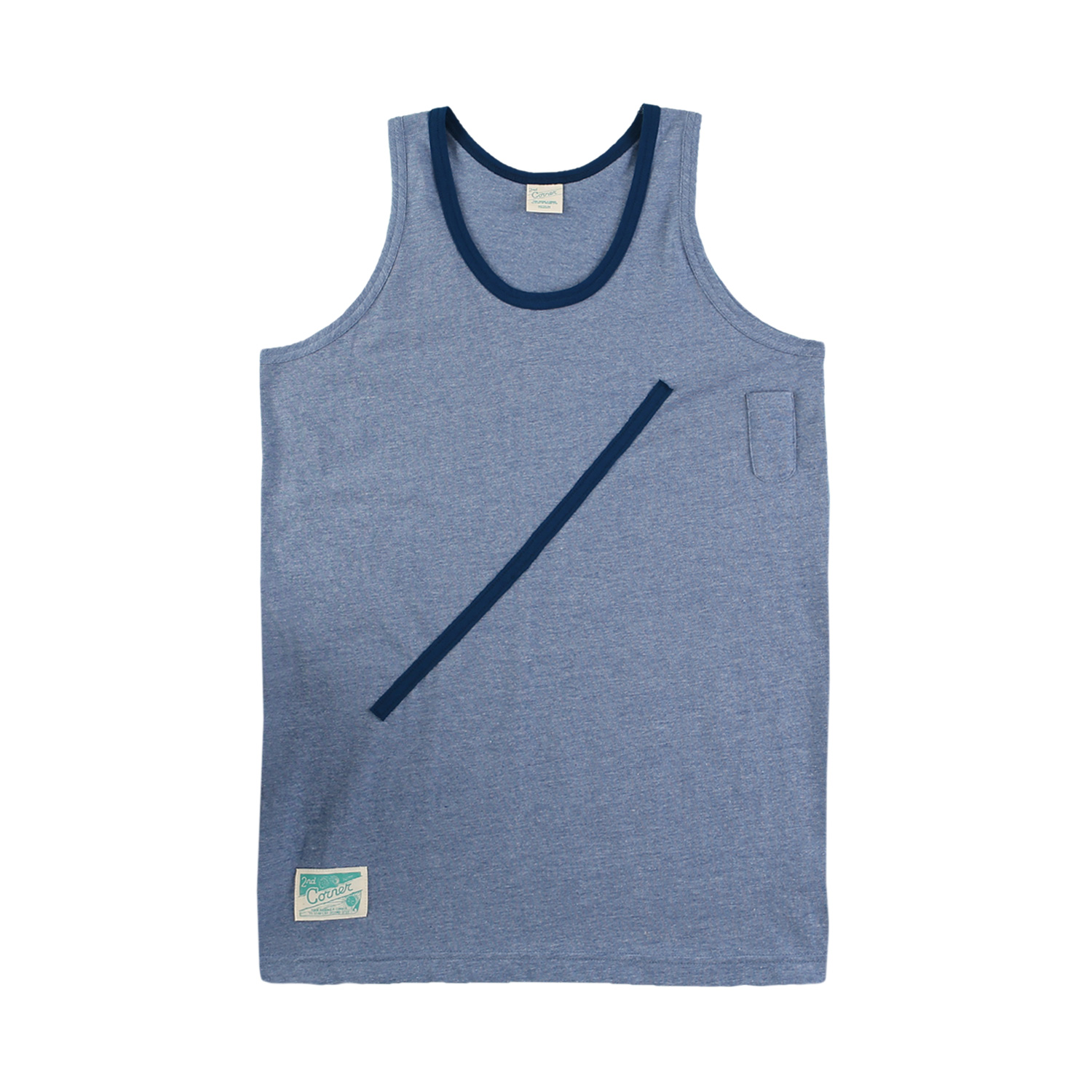 세컨드코너 2C 남성 민소매 티셔츠 / 그래픽 티셔츠 / 라운드넥 나시티 Morgen - Navy/D.Blue