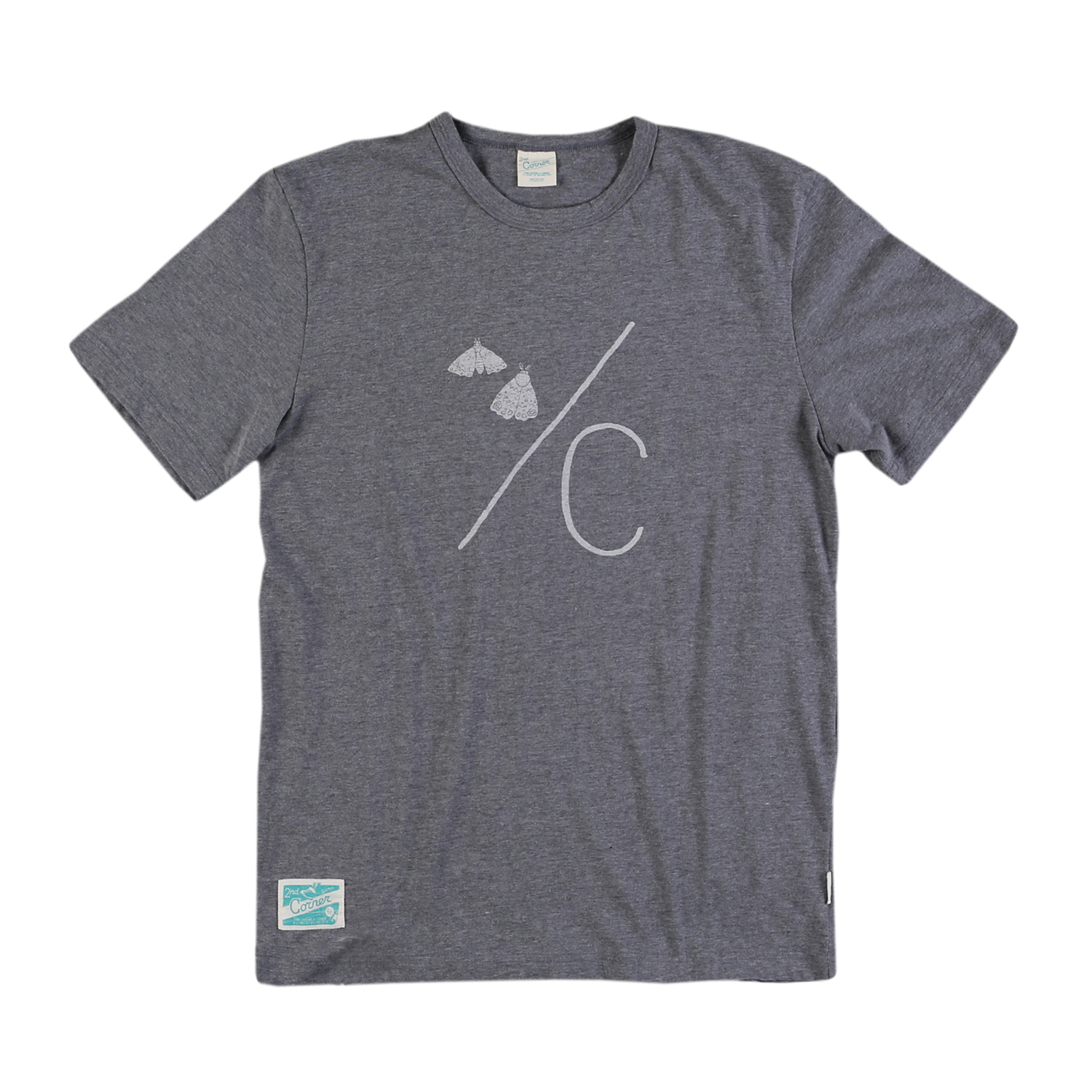 세컨드코너 2C 남성 반팔 티셔츠 / 그래픽 티셔츠 / 라운드넥 반팔티 Moth - D.Grey