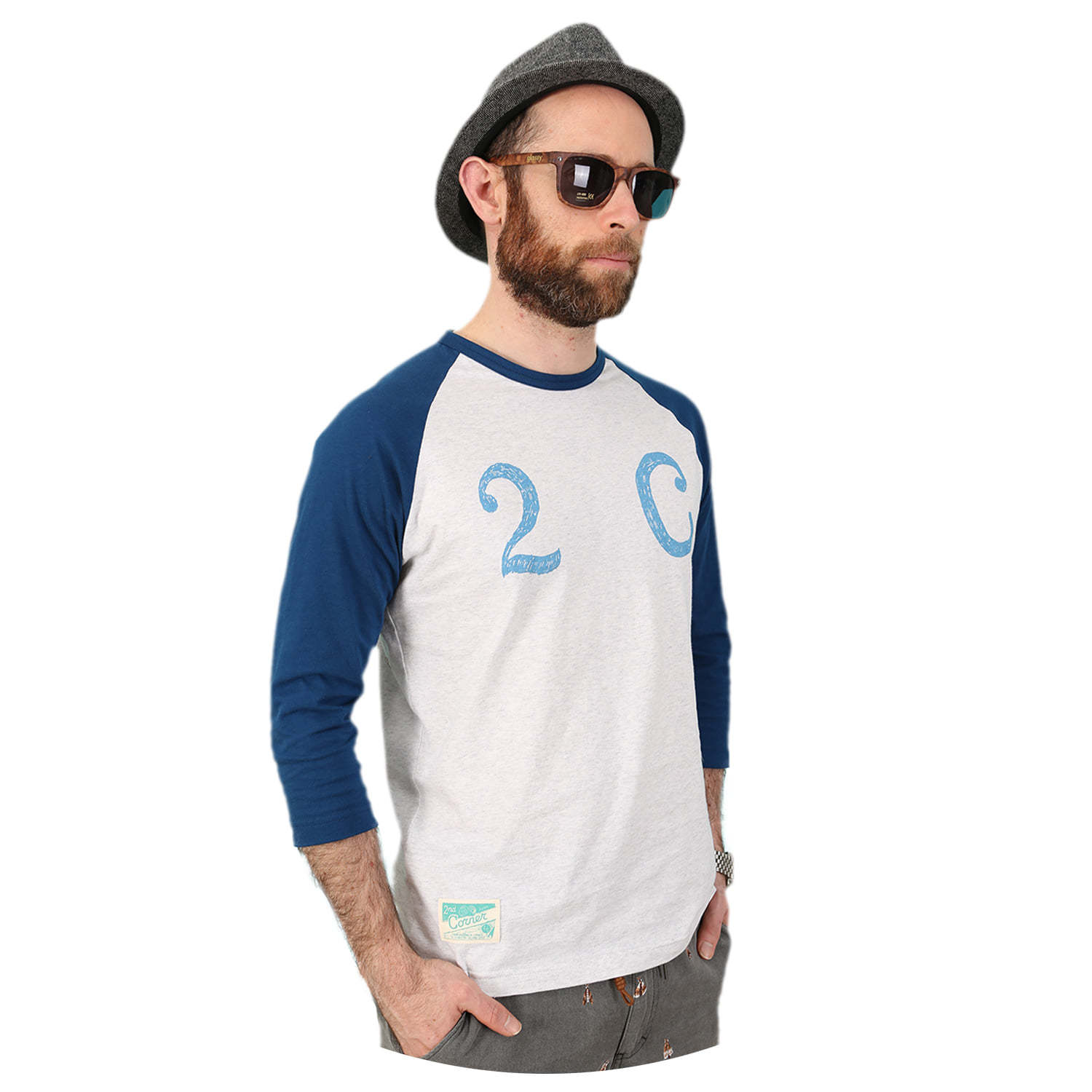 세컨드코너 2C 남성 7부 티셔츠 / 그래픽 티셔츠 / 봄-여름-가을 / 라운드넥 카프리 티셔츠 Princeton - White