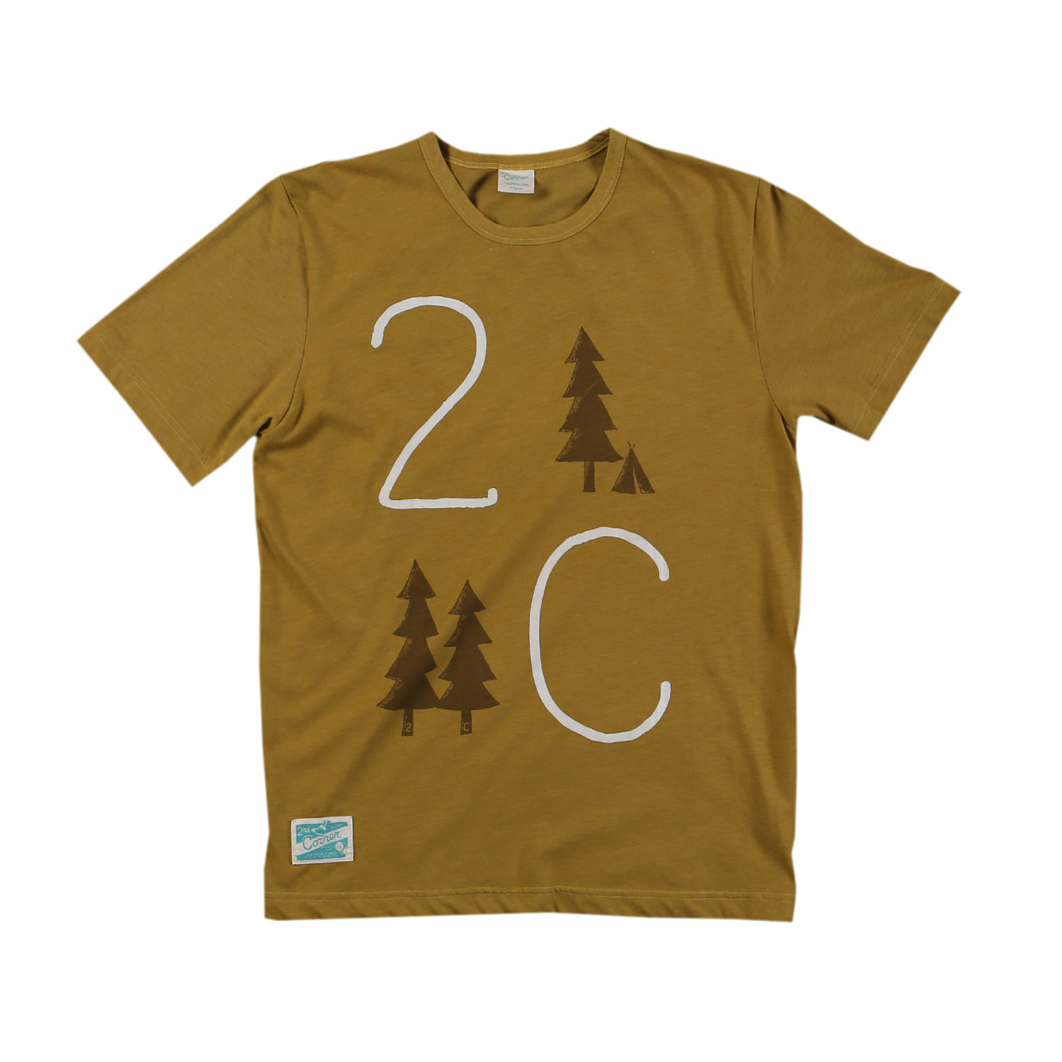 세컨드코너 2C 남성 반팔 티셔츠 / 그래픽 티셔츠 / 라운드넥 반팔티 Second Tee - Mustard