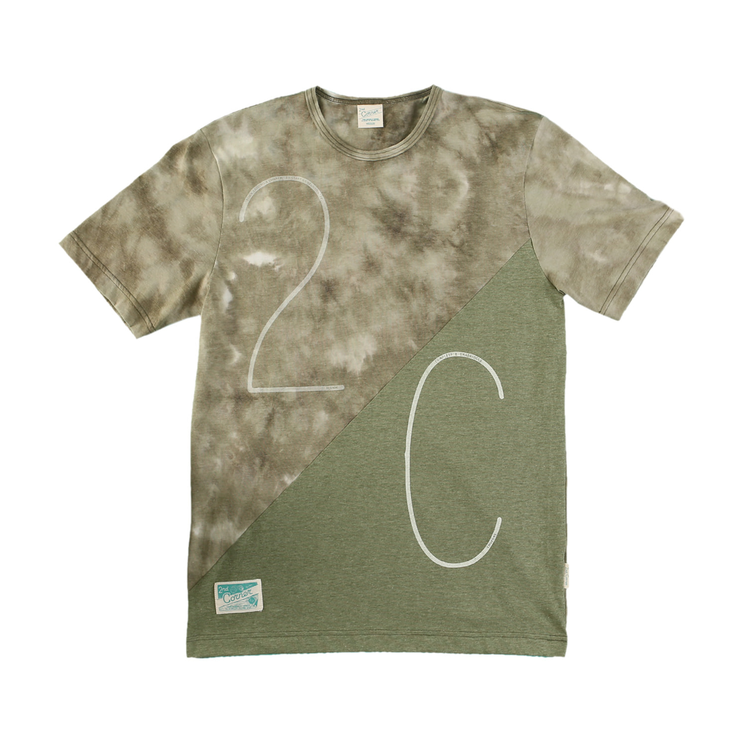 세컨드코너 2C 남성 반팔 티셔츠 / 그래픽 티셔츠 / 라운드넥 반팔티 / 물나염 티셔츠 Stieg - Tye Dye Khaki