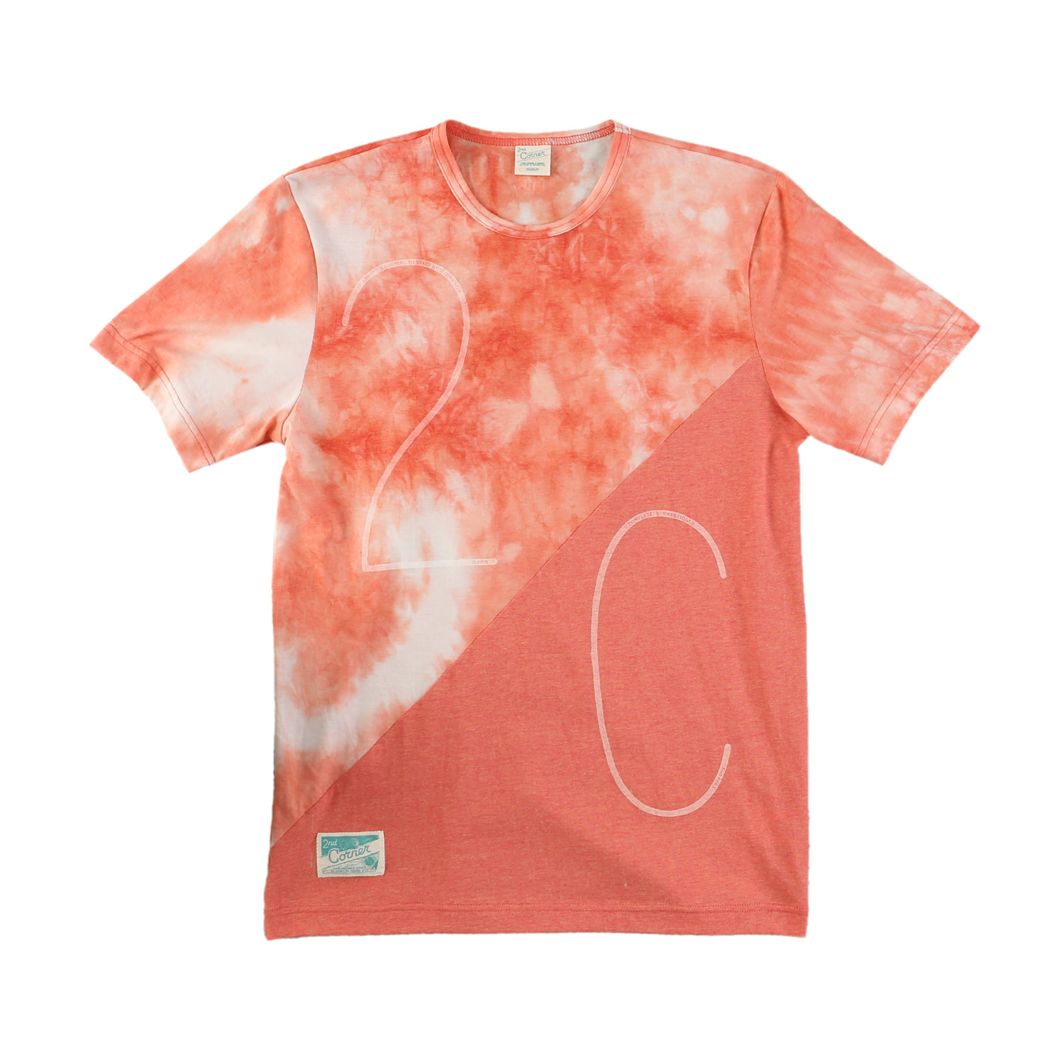 세컨드코너 2C 남성 반팔 티셔츠 / 그래픽 티셔츠 / 라운드넥 반팔티 / 물나염 티셔츠 Stieg - Tye Dye Orange